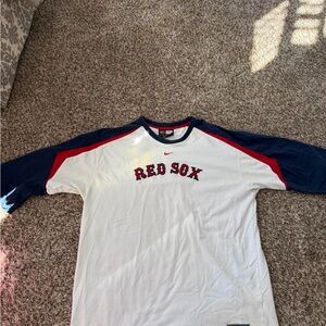 Nike Red Sox White and Navy Long Sleeve Tee
